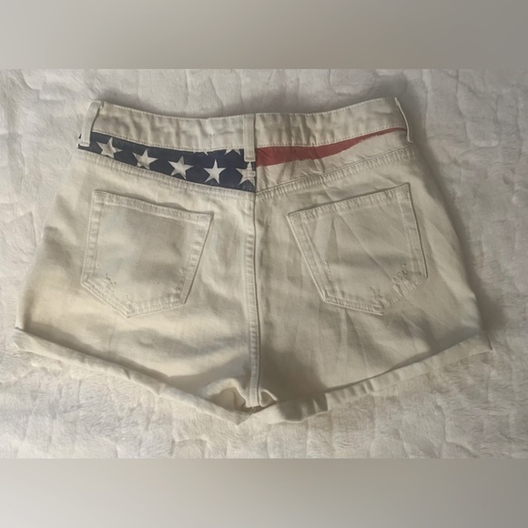 Topshop moto american flag high waisted jean shorts W30 - Picture 2 of 8